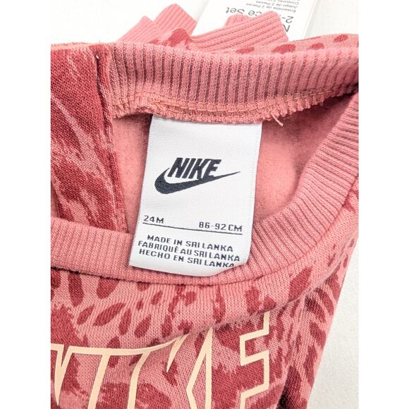 Nike Baby Girls 24 Months Pink Crew Sweatshirt & Leggings Set - Picture 7 of 7